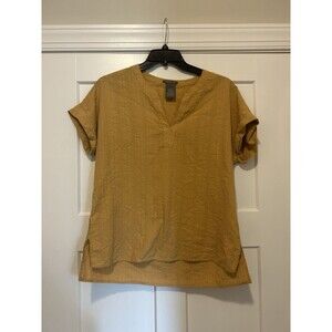 Matty M Women's Short Sleeve 100% Cotton Mustard Yellow Top Size Medium Granola